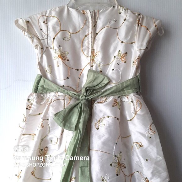 Vintage Tip Top USA Kids Girls 6 Dress Ivy Sage 9202 Embroidered Sequins Ruffles - Picture 4 of 10